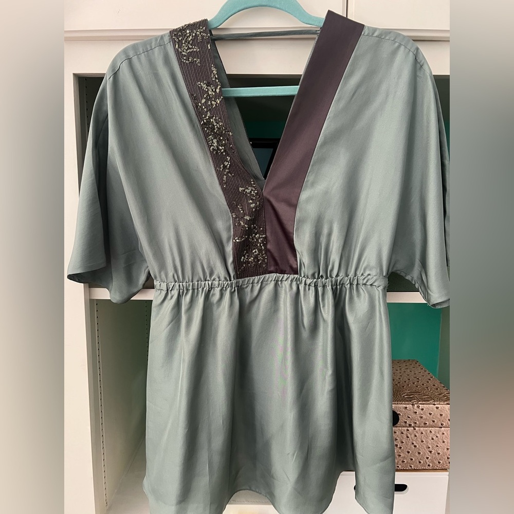 NWT Gorgeous Brunello Cucinelli Rich Green Blouse